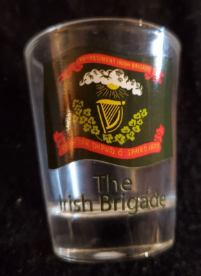 IRISH BRIGADE FLAG SHOT GLASS - 2oz Whisky Shot Glass / New Never Used