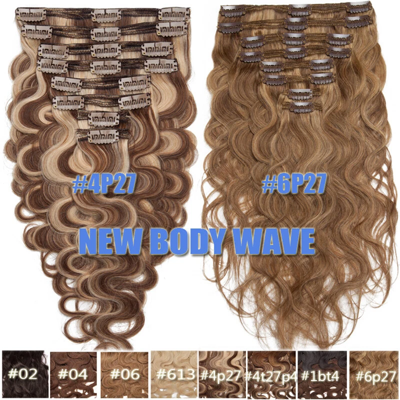 Russian Double Weft THICK Clip In Remy Human Hair Extensions Full Head Highlight - Image 4 of 4