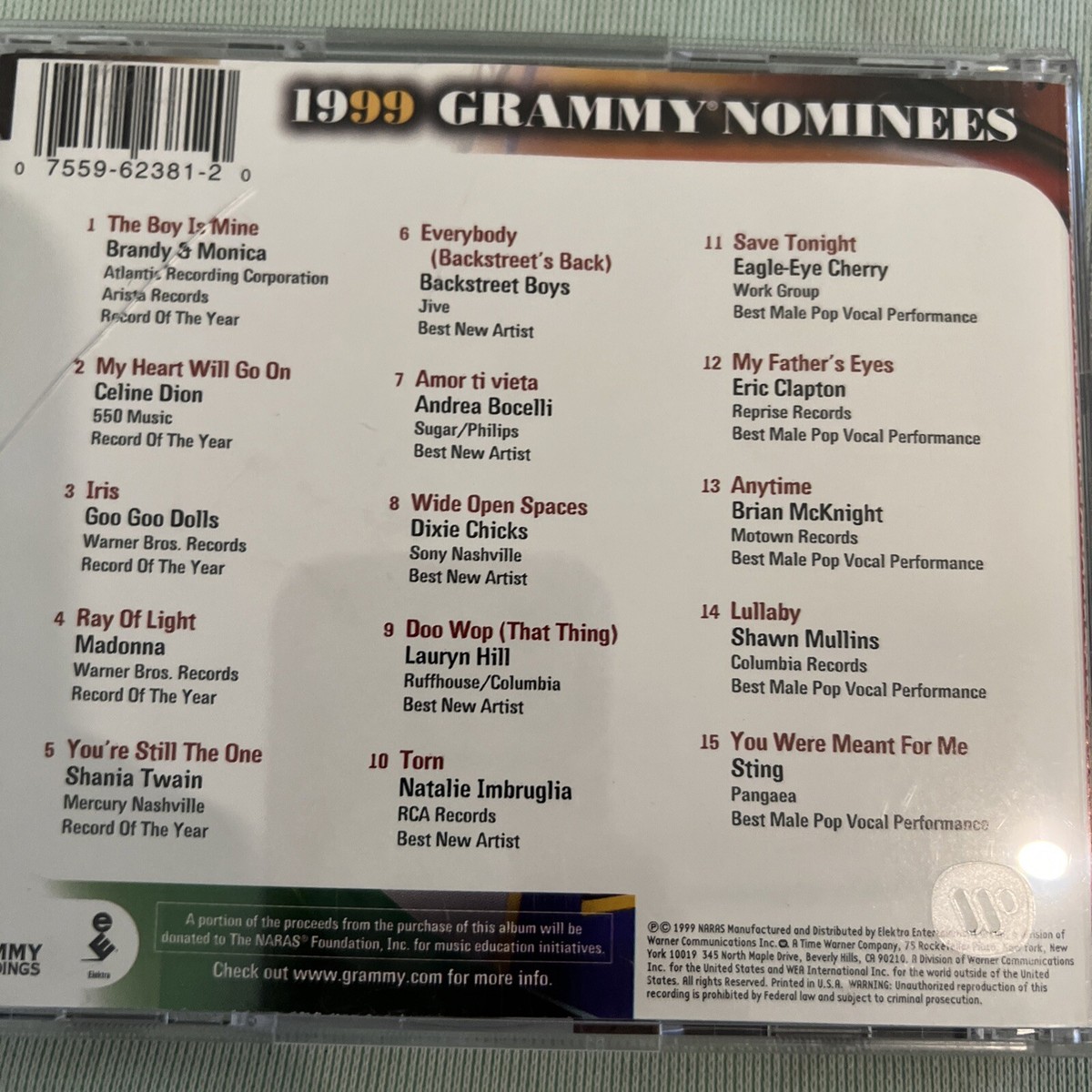 1999 Grammy Nominees - Audio CD By Various Artists - VERY GOOD | eBay