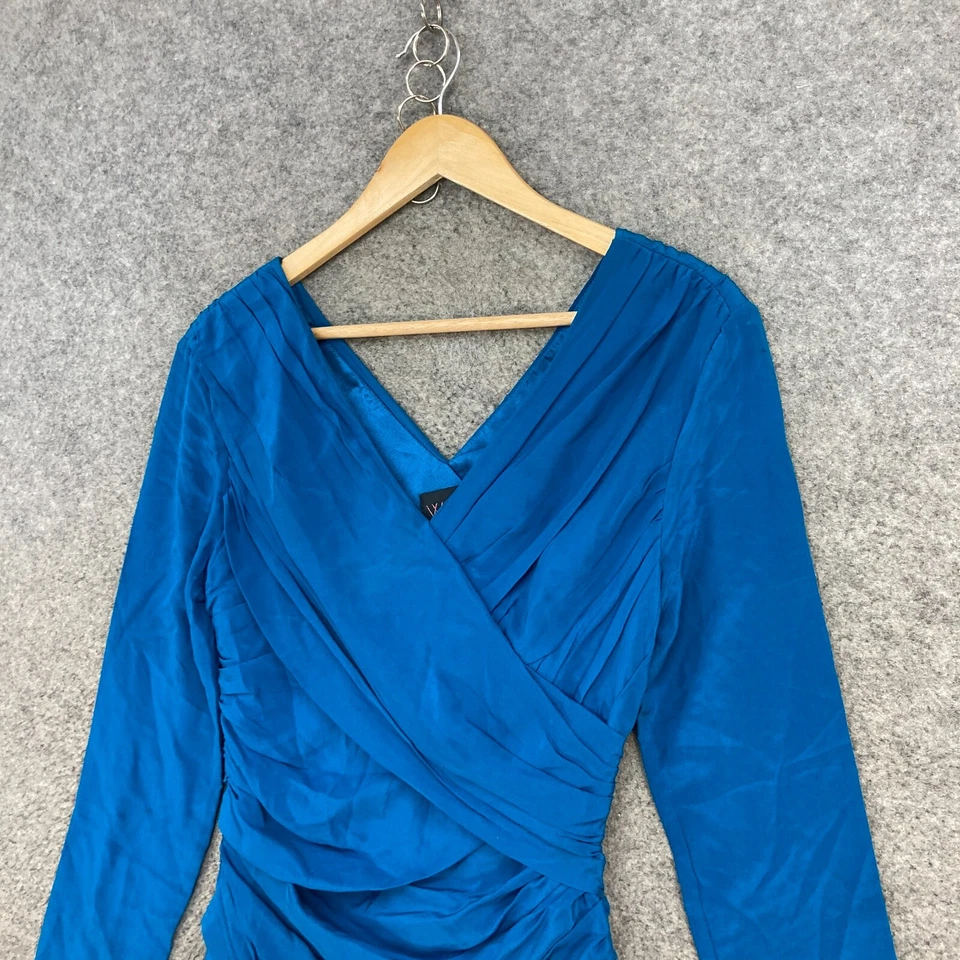 Vestido Wish Mujer 10 Pequeño Azul Seda Manga Larga Cuello en V Fiesta Cóctel 27311 Foto 2 de 4