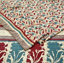 Indian Vintage Sari Ivory Moss Crepe Printed Sarees 6yd Craft Fabric Sewing Soft