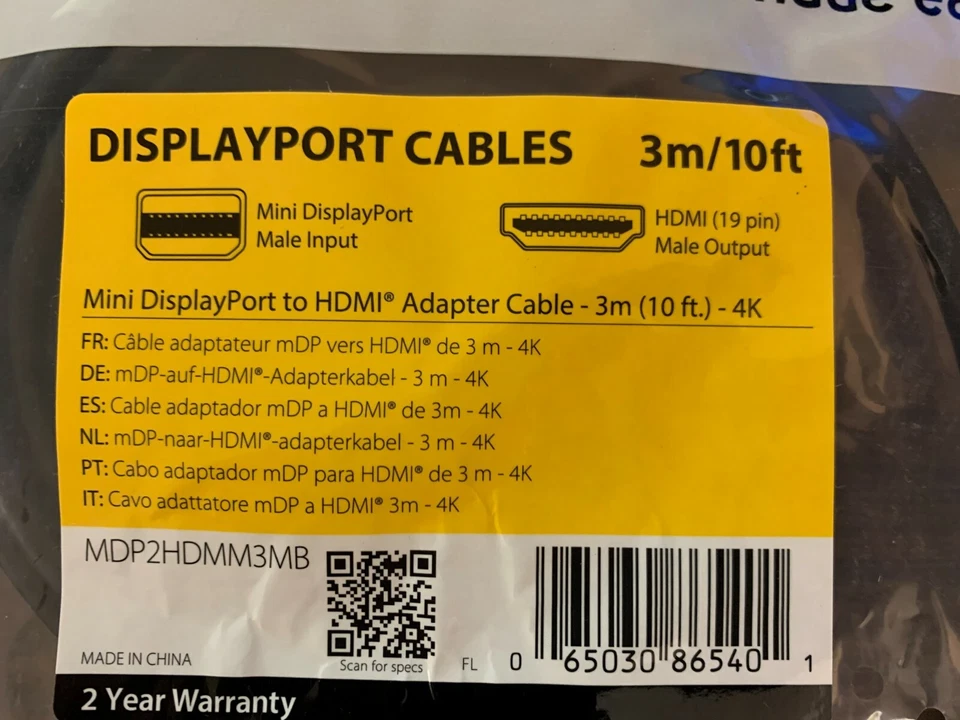 Startech Mini Displayport To HDMI Adapter Cable 4K - MDP2HDMM3MB 3m/10ft - Image 2 of 3