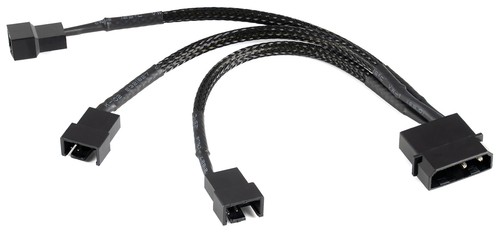 Poppstar 2-Pin Y-Kabel 12V 1x Molex Stecker, 3x Stecker, 30cm 4-Pin Verlängerung - Afbeelding 2 van 4