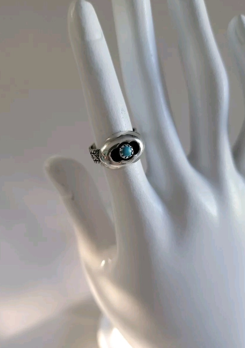 Native American Shadowbox Ring Turquoise 925 Brai… - image 2