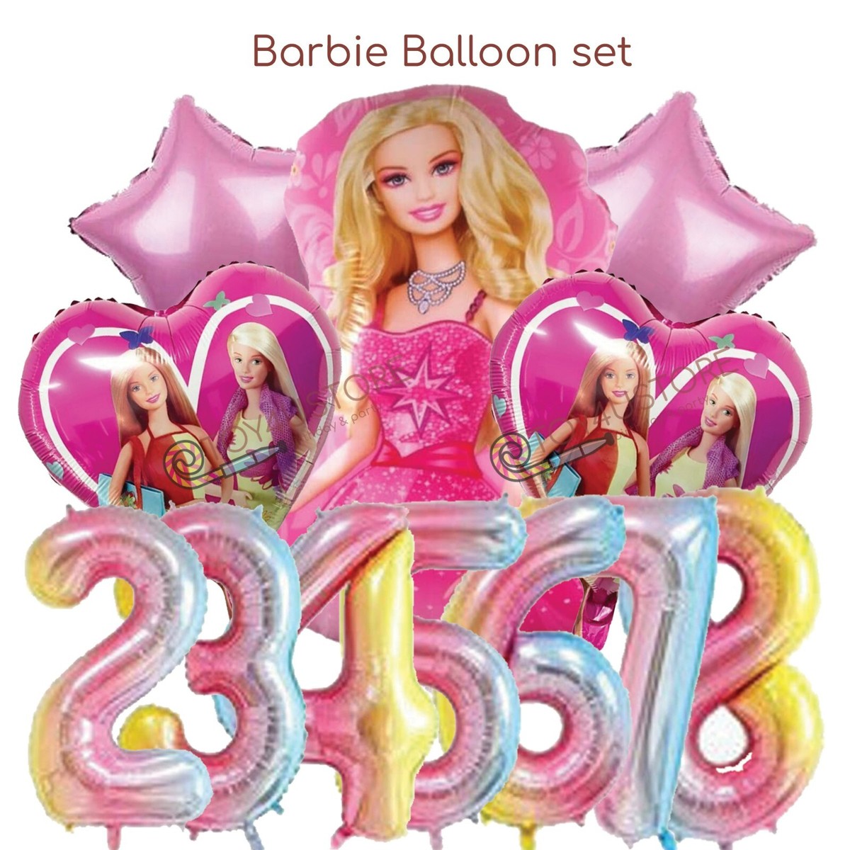 6pcs Barbie Love Foil Balloons For Kids Birthday Party