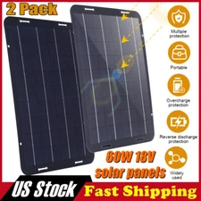 2 PCS 60W Solar Panel Trickle Charger Battery Charger Kit Maintainer Boat Car RV