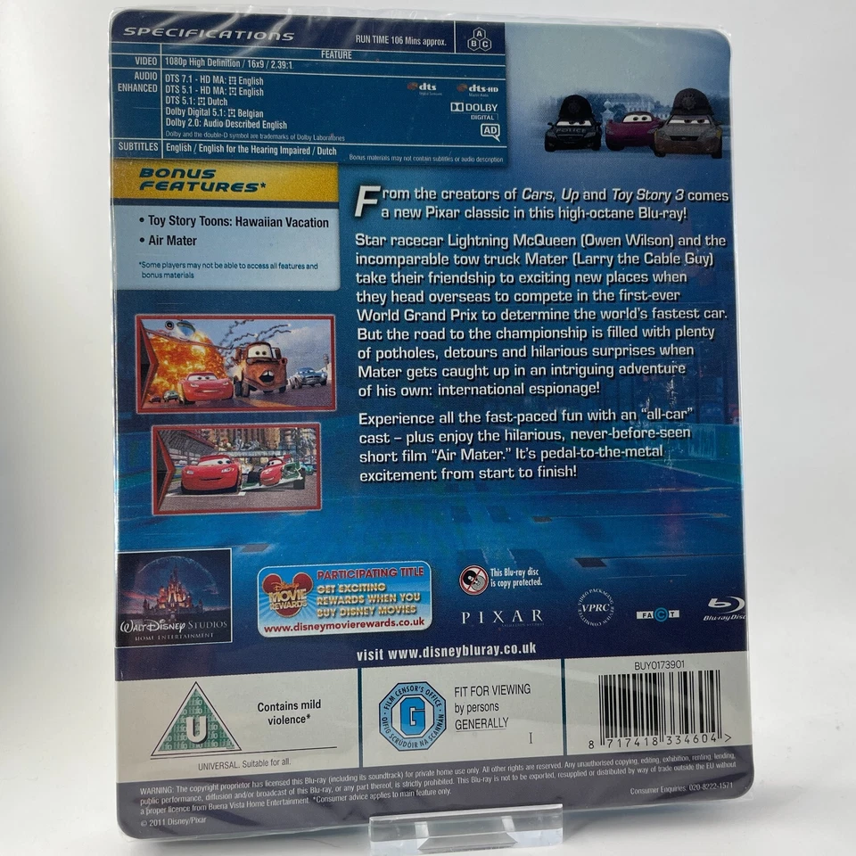 Cars 2 Steelbook (2011, Blu-ray) NEW SEALED - Image 2 of 2