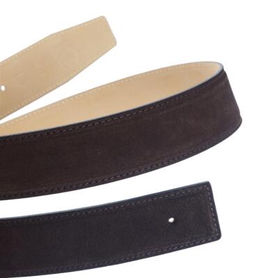 Suede belt DB brown belt 32 mm buckle H buckle real leather leather belt
