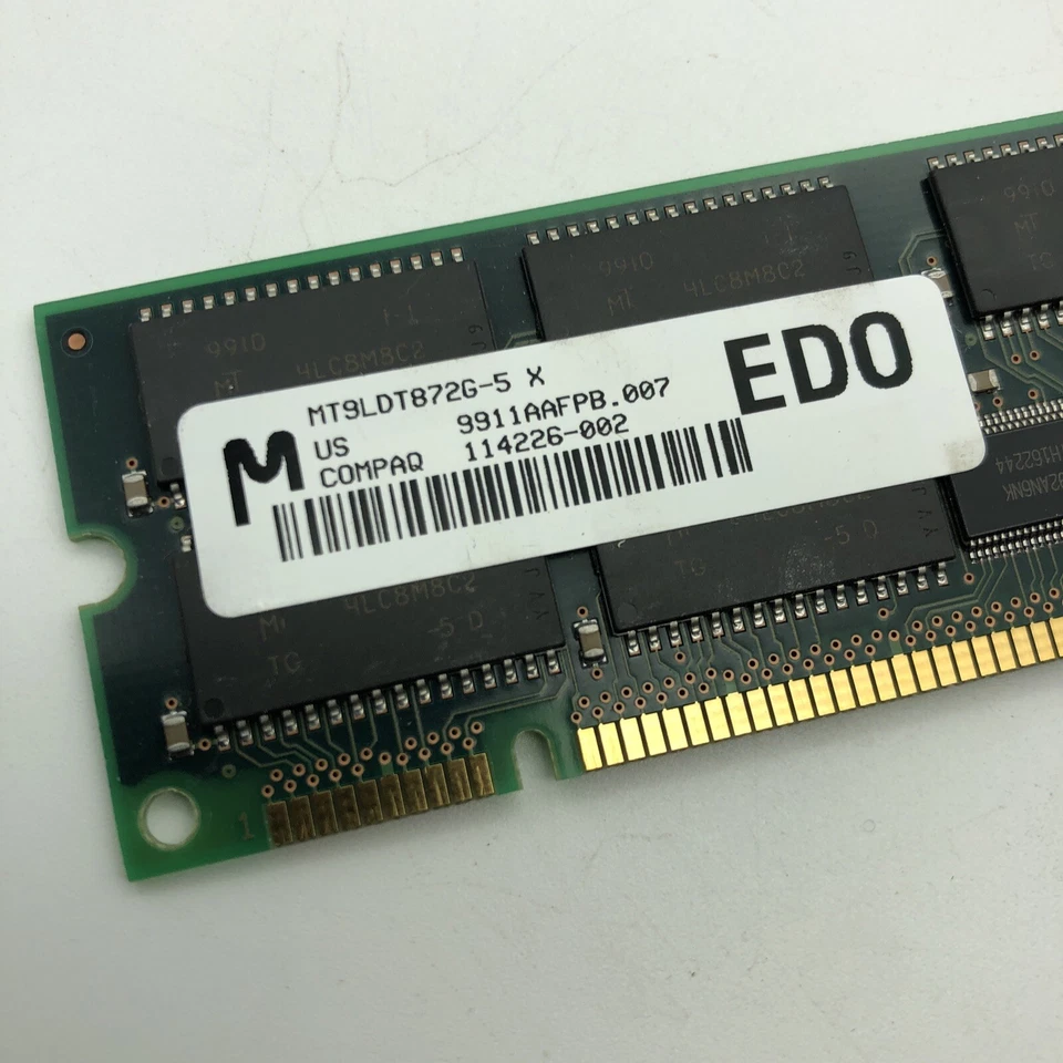 Micron 64 MB de memoria EDO ECC #MT9LDT872G 64 MB RAM 50NS COMPAQ 114226-002 con búfer Foto 2 de 4