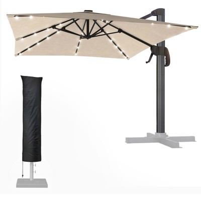 SUN LUIS | Sonnenschirm | Quadratisch | B:T 300 x 300 cm | Taupe | LED | +Hül...