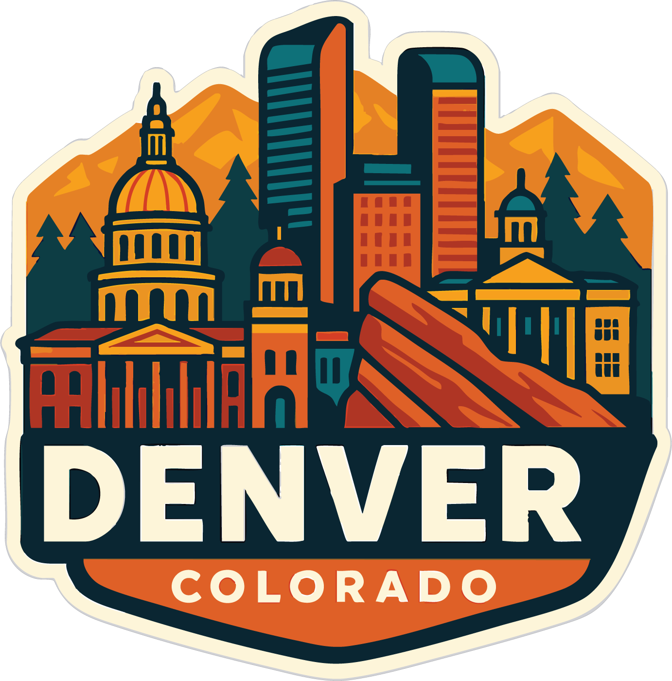 Denver Sticker Decal Vinyl Die-Cut City Skyline Landmark Design