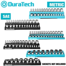DURATECH 1/4"/3/8"/1/2" Magnetic Sockets Organizer Set Socket Holders SAE/Metric