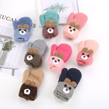 Baby Winter Warm Toddler Gloves Kid Thick Mitten with Rope Soft Hand Warmer Cute
