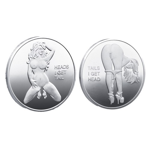 Tails I Get Head Heads I Get Tail Challenge Coin Sexy Lady Medal Collection