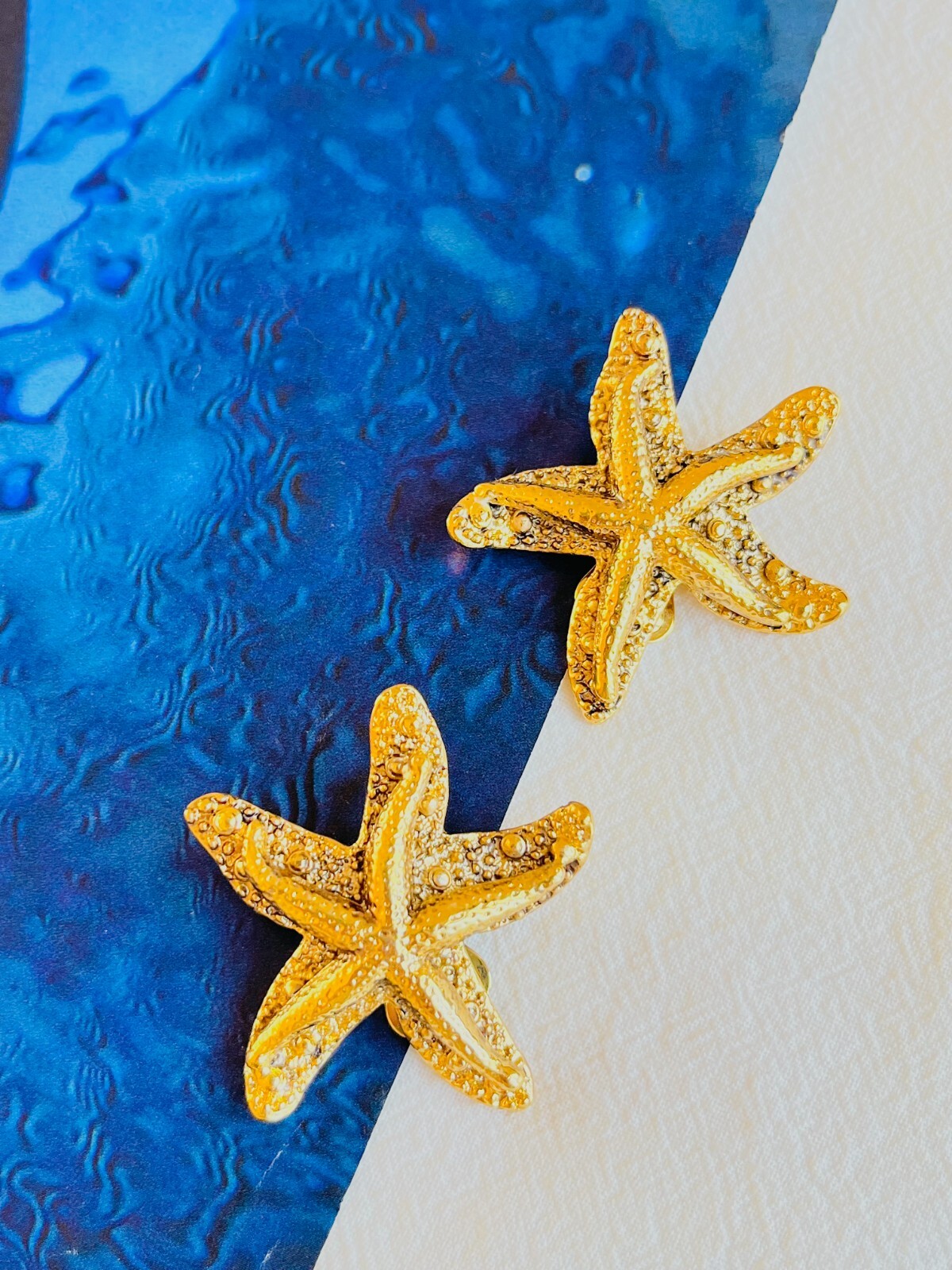 Orecchini Yves Saint Laurent YSL Vintage Massiccio Texture Vivace Starfish Clip
