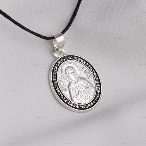 HEILIGER GLAUBE Orthodoxe Ikone Anhänger Halskette Damen Schmuck Geschenk Икона Вера - Bild 1 von 3