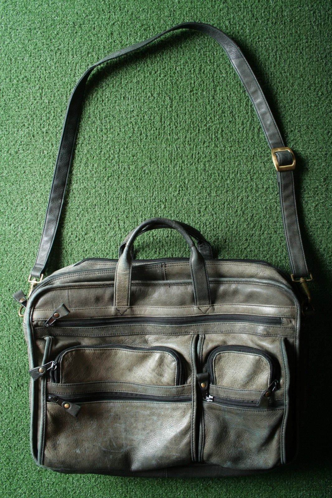 Vintage WILSONS Faded Leather Laptop Briefcase Messen… Gem