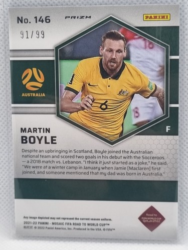 #/99 Martin Boyle Australia Hibernian Panini Mosaic 2021-22 BLUE Prizm! - Picture 2 of 4