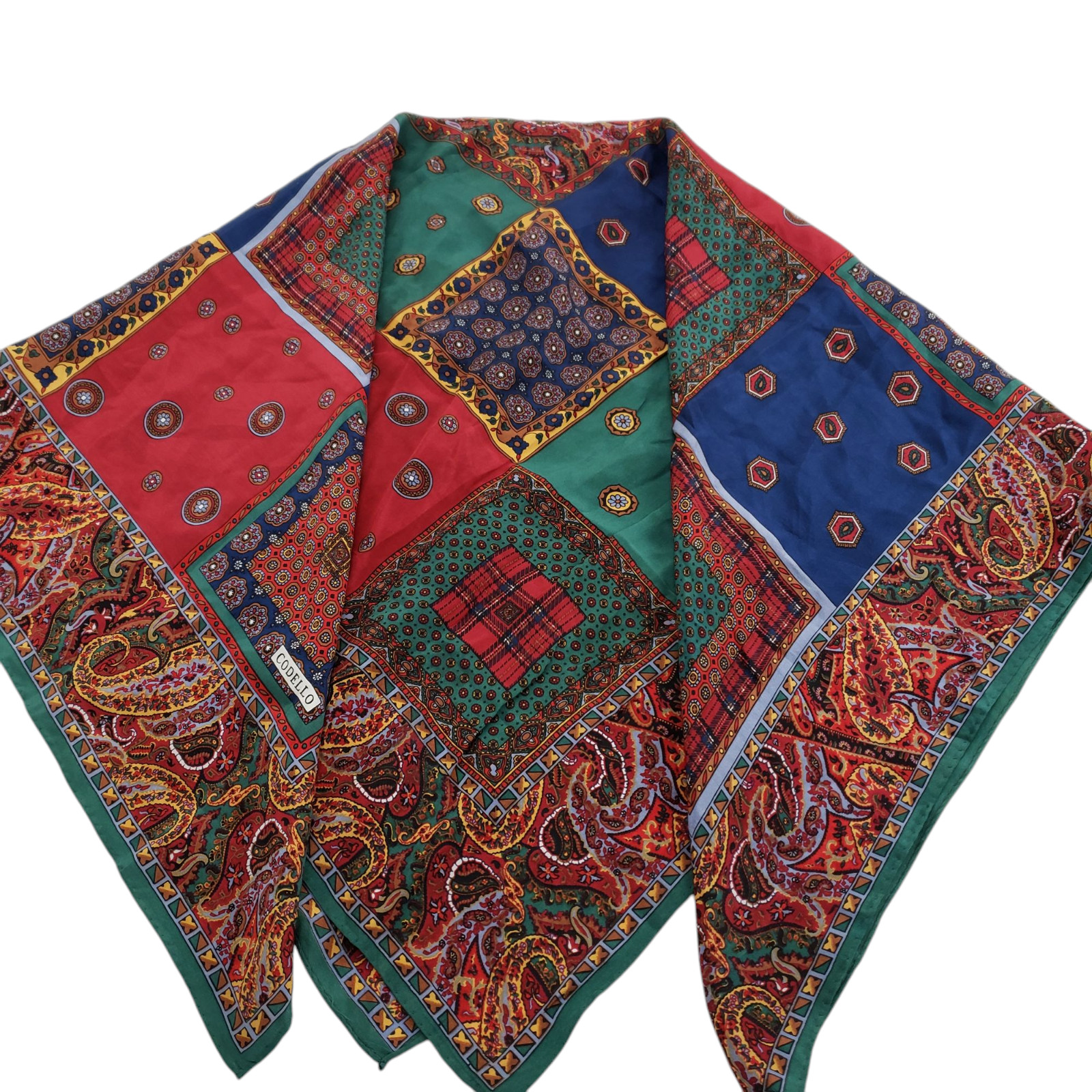 CODELLO Silk Scarf Multicolor Patchwork Large 34/… - image 1