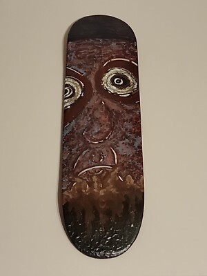 Original Acrylic Painting On Skate Deck 2021 Face Distortion By Travis T. 