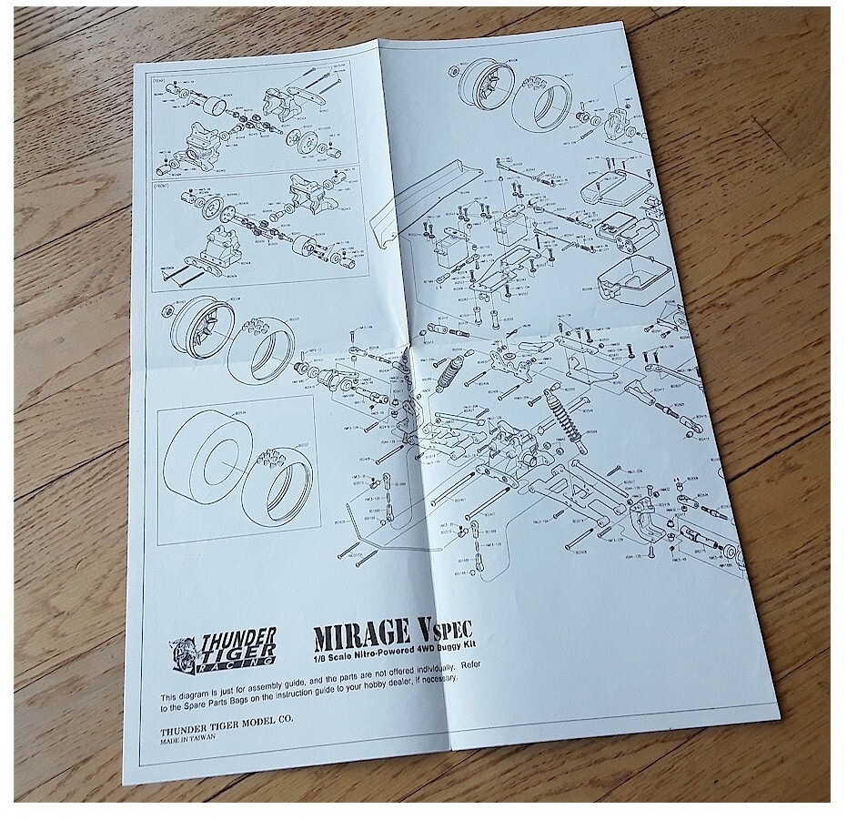 Vintage RC Car Buggy Thunder Tiger Mirage VSpec Large Exploded