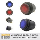 MINI ROUND TOGGLE SWITCH LED Rubber Boot 12v On Off SPST Rocker Switch Red Blue