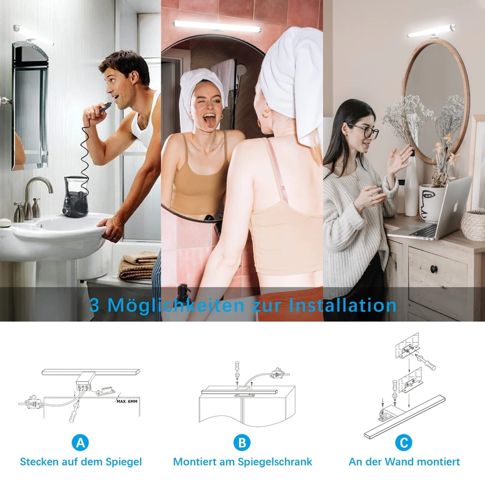 LED Spiegelleuchte für das BadSpiegellampe Badezimmer 40cm 10W 1200lmSuperhel... - Bild 3 von 4