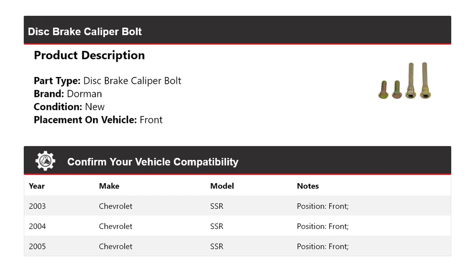 Pinza de freno de disco delantera 2004 para Chevrolet SSR Dorman 2003-2005 Foto 2 de 4
