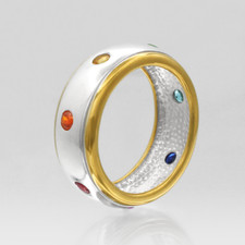925 Sterling Silver 7 Chakra Ring | Rainbow G...