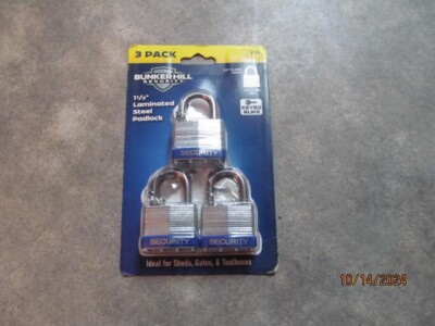Bunker Hill Security 1-1/2 in. Keyed-Alike Padlocks,Laminated  3 Pack w 6 keys