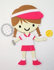 Tennis Player Girl Paper Doll Die Cut Scrapbook Embellishement