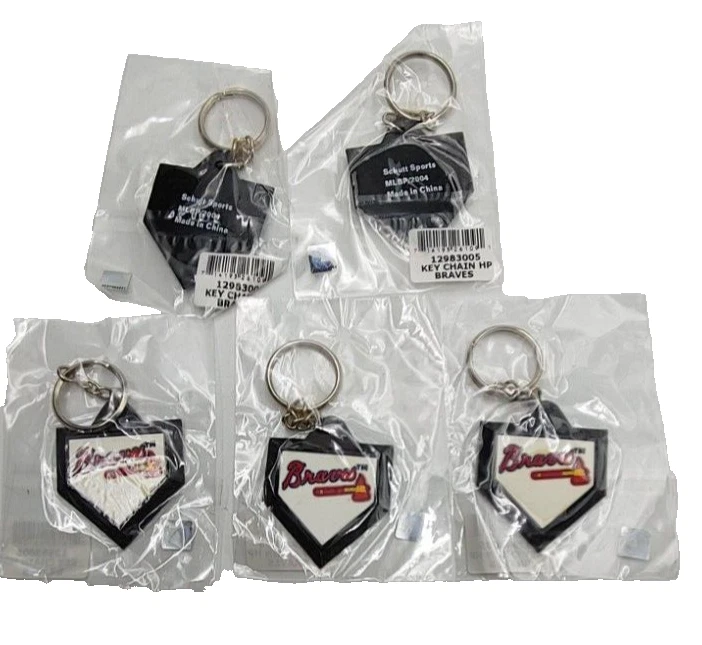 LOT of 5 Vintage Atlanta Braves MLB Baseball Schutt Sports Home Plate Key Ring - Image 4 of 4