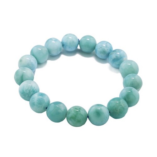 Wert 1280 Euro Larimar Armband dehnbar Kugeln 12 mm AAAA türkisblau Flex-Armband - Picture 3 of 3