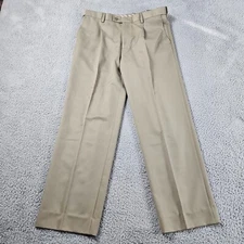 Saddlebred Dress Pants Mens 36x30 Khaki Straight Pleated Comfort Casual Career