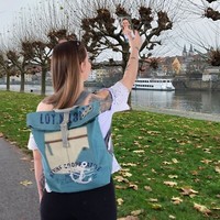 Rucksack. Xl Leinwand/Canvas Backpack. Rolltop Cityrucksack. Vegane Daypack