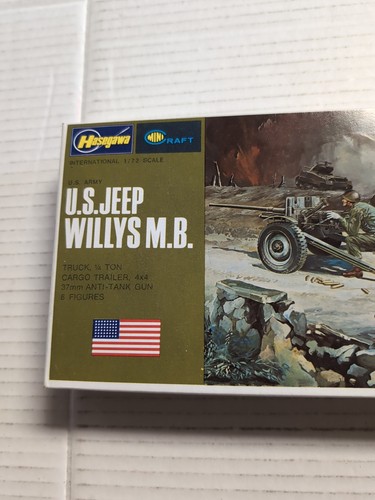 Hasegawa U.S. JEEP WILLYS M.B.1/4 TON w/ cargo trailer 37mm ANTI-TANK GUN 7 FIGS - Foto 2 di 3
