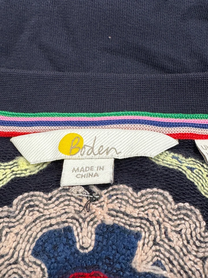 Boden Blue Floral Embroidered Long Sleeve Bohemian Tunic Dress Sz US 8L - Image 4 of 4