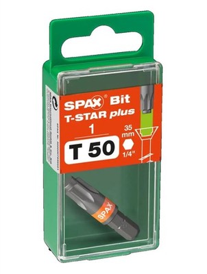 SPAX BIT T50 T-STAR plus 35mm Länge mit Zapfenführung und 1/4 Zoll Aufnahme