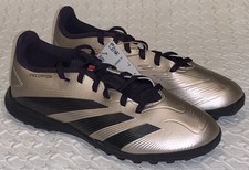 ADIDAS Predator League Turf Metallic Platinum Black Soccer Cleats Boys Girls 3.5