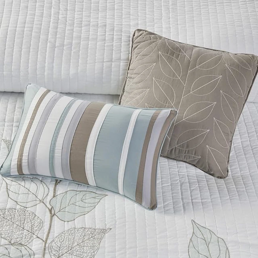 Madison Park Caelie 6 Piece Embroidered Quilt Set with Throw Pillows NWT - Image 4 of 4