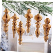 6 Pcs 10" Paper Christmas Ornaments Honeycomb Christmas Hanging Ornaments Brown