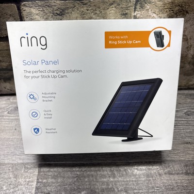 RING SOLAR PANEL, Rechargeable Power-Black-Weather Resistant-Brand New