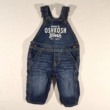 OshKosh B'Gosh Toddler Blue Denim Overalls Snap Leg Size 6M Pockets Hammer Loop