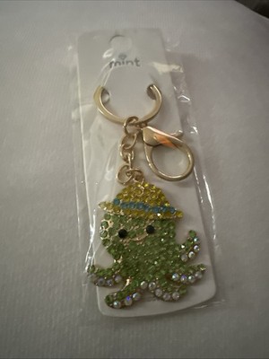 Gold & Green Bejeweled Octopus Keychain/Bag Charm