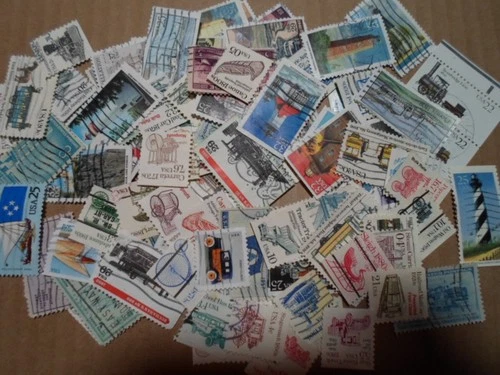 Collection 100 US stamps - 250th Birthday series -#7 Transportation land & Water