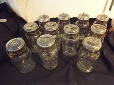 ATLAS E-Z SEAL (6) CANNING JARS quart W/ GLASS LIDS & WIRE BAILS lot of 6