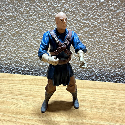 2005 Plastic Action Figure Bald Male Character Blue Outfit Brown Harness