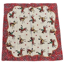 Cowboy Rodeo Bandanna 21” Vtg Handkerchief Horse Riding Lasso Western Equestrian