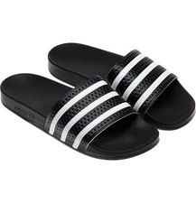 Adidas Originals Shoes Adilette Slides BLACK White Black Slip On Sandals Unisex