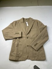 NWT J.Crew Mens Garment Dyed Cotton Linen Suit Jacket khaki Size 36 AX270
